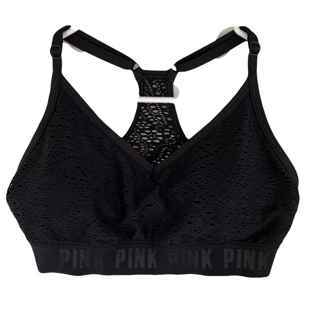 NWOT PINK Victoria’s Secret Sport Lace Eyelet Mesh Racerback Padded Sports Bra M